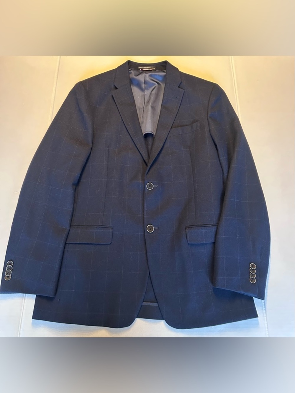 Tommy Hilfiger Worsted Wool Suit Jacket Blazer Sport Coat 40R Blue Lightweight